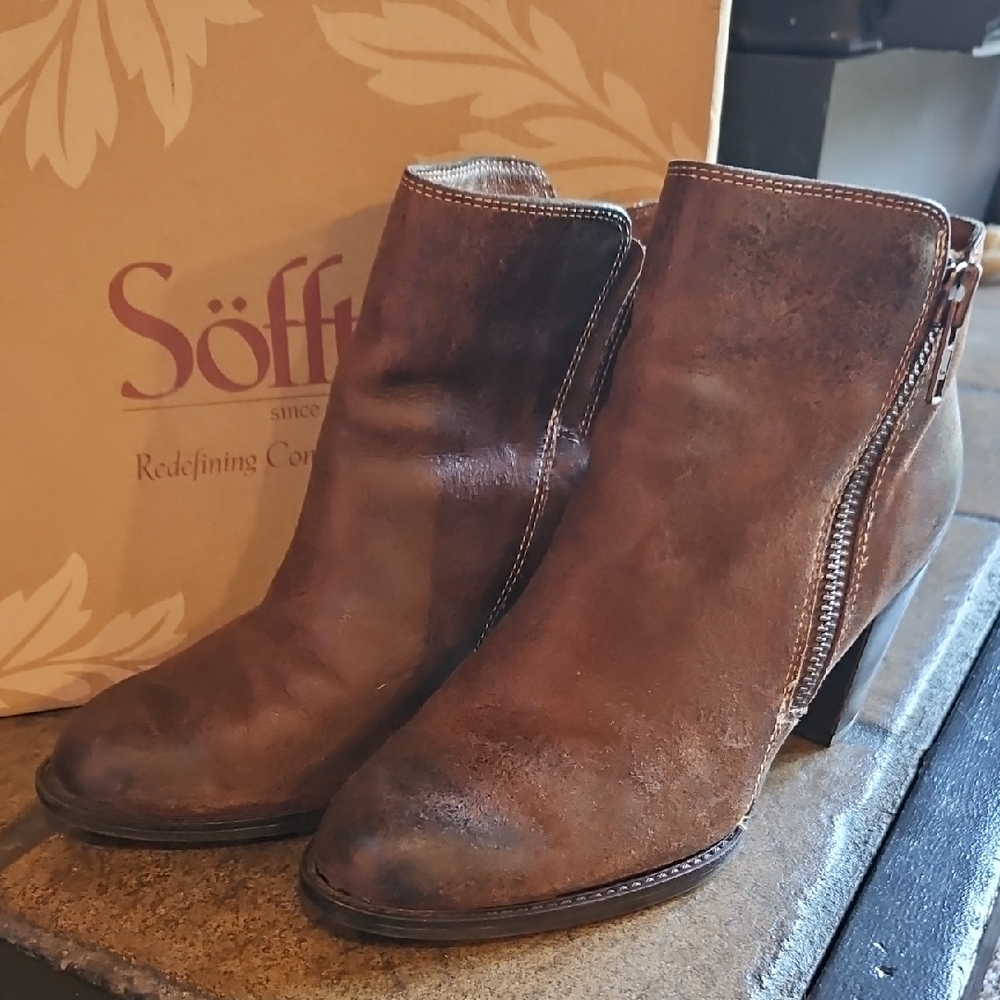 Sofft Distressed Brown Ankle Booties